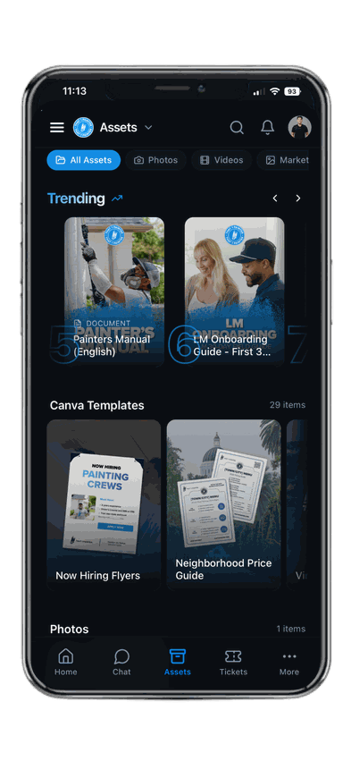The Guild internal operating app shown on a phone
